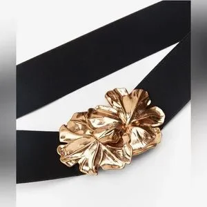 Zara Gold and Black Floral Belt Zara | Accessories | Zara Gold Flowers Stretch Belt | Poshmark main image 3